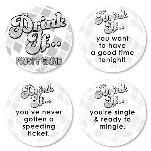Big Dot of Happiness Drink If Game – Discokugel – Groovy Hippie Partyspiel – 24 Stück von Big Dot of Happiness