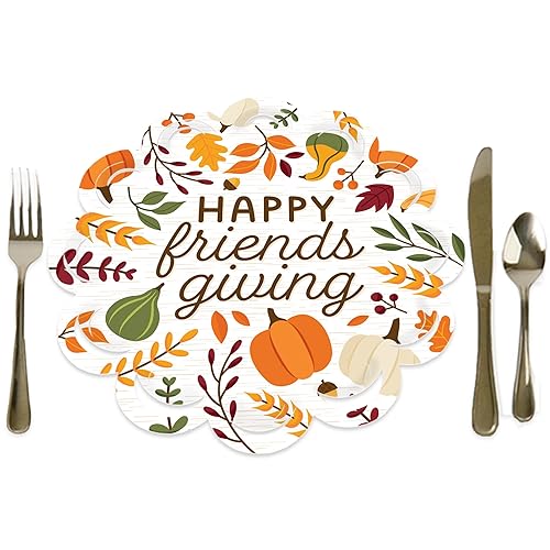 Big Dot of Happiness Fall Friends Thanksgiving – Friendsgiving Party Runde Tischdekorationen – Papier-Ladegeräte – Gedeck für 12 Personen von Big Dot of Happiness