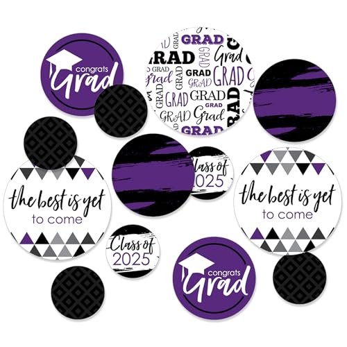 Big Dot of Happiness Purple Grad – Best is Yet to Come – 2023 Abschlussfeier Riesen Kreis Konfetti – Lila Grad Party Dekorationen – Großes Konfetti 27 Stück von Big Dot of Happiness