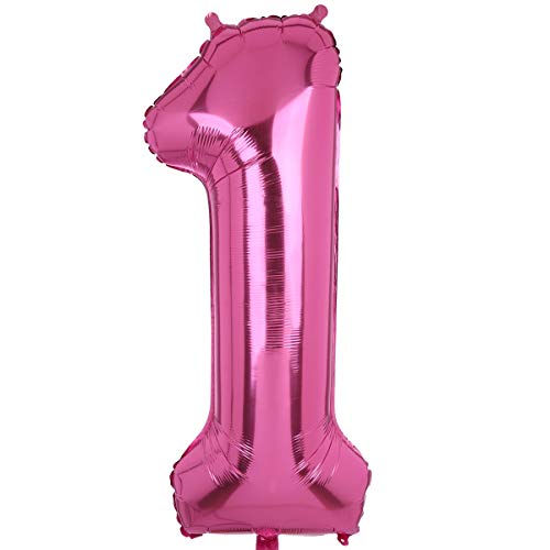 100 CM Riesen Rosa Zahl 1 Folienballon Luftballon Folien Mylar Groß MäDchen Helium Luftballons Geburtstag Party Deko Lieferungen Baby von Big Eye Owl