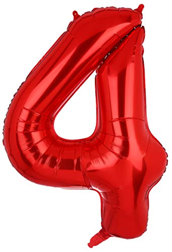 100 CM Riesen Rot Zahl 4 Folienballon Luftballon Folien Mylar Groß MäDchen Helium Luftballons Geburtstag Party Deko Lieferungen Baby von Big Eye Owl