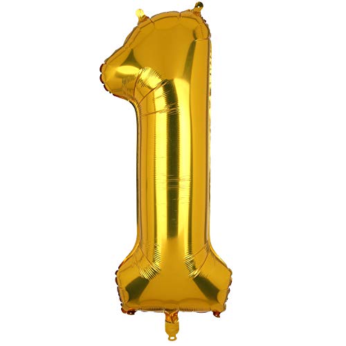 100 CM Groß Gold Zahl 1 Folienballon Luftballon Folien Mylar Riese MäDchen Helium Luftballons Geburtstag Party Deko Lieferungen Baby XXL von Big Eye Owl