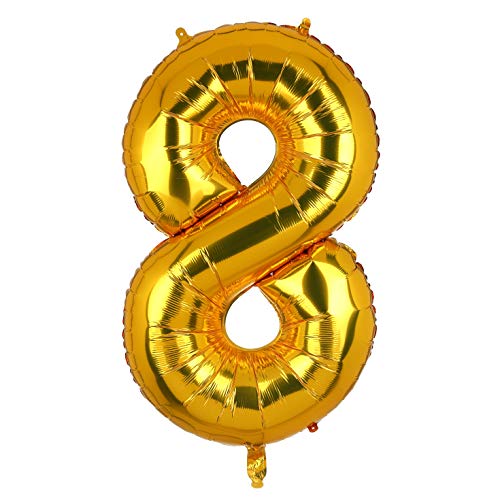 100 CM Groß Gold Zahl 8 Folienballon Luftballon Folien Mylar Riese MäDchen Helium Luftballons Geburtstag Party Deko Lieferungen Baby von Big Eye Owl