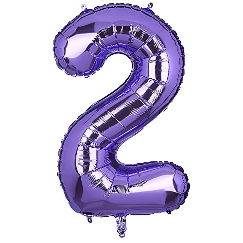 100 CM Groß Lila Zahl 2 Folienballon Luftballon Folien Mylar Riese MäDchen Helium Luftballons Geburtstag Party Deko Lieferungen Baby von Big Eye Owl