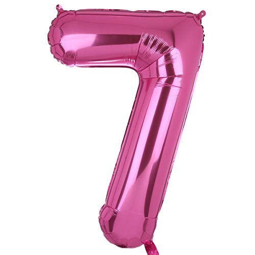 XXL Groß Rosa Zahl 7 Folienballon Luftballon Folien Mylar Riese MäDchen Helium Ballon Geburtstag Party Deko Lieferungen Baby 100 CM von Big Eye Owl