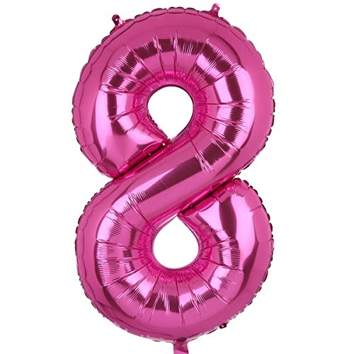 XXL Groß Rosa Zahl 8 Folienballon Luftballon Folien Mylar Riese MäDchen Helium Ballon Geburtstag Party Deko Lieferungen Baby 100 CM von Big Eye Owl