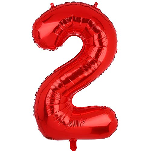 100 CM Groß Rot Zahl 2 Folienballon Luftballon Folien Mylar Riese MäDchen Helium Luftballons Geburtstag Party Deko Lieferungen Baby von Big Eye Owl