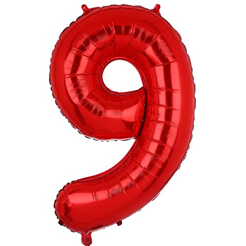 100 CM Groß Rot Zahl 9 Folienballon Luftballon Folien Mylar Riese MäDchen Helium Luftballons Geburtstag Party Deko Lieferungen Baby von Big Eye Owl