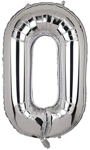 100 CM Groß Silber Zahl 0 Folienballon Luftballon Folien Mylar Riese MäDchen Helium Luftballons Geburtstag Party Deko Lieferungen Baby XXL von Big Eye Owl
