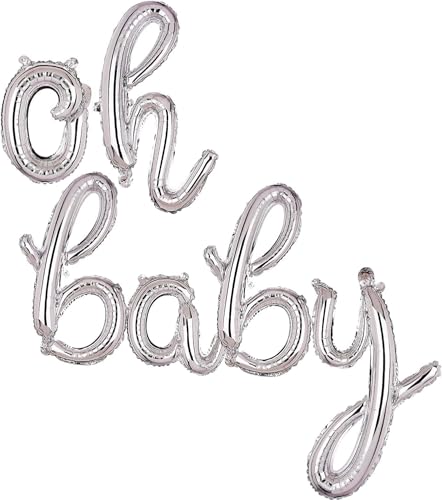 Big Eye Owl 16 Zoll Silber Luftballons for Oh Baby Ballon Folie Buchstaben Luftballon Kursive Mylar Alphabet Banner Helium Folienballon Babyparty Jubiläum Hochzeit Party Deko Liefert Klein von Big Eye Owl