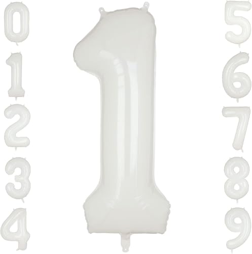 Extra großer Mylar-Ballon mit Zahl 1, weiß, große Folien-Helium-Ballons, Geburtstagsparty-Dekorationen, Zubehör, 101,6 cm Extra großer Mylar-Ballon mit Zahl 1, weiß, große Folien-Helium-Ballons, Geburtstagsparty-Dekorationen, Zubehör, 101,6 cm von Big Eye Owl