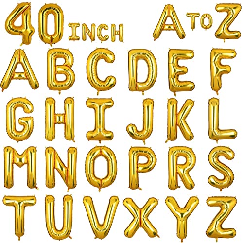 Helium-Luftballons, 101,6 cm, großer goldener Buchstabe I, Folienballon, Partydekoration, Zubehör [Gold I] von Big Eye Owl