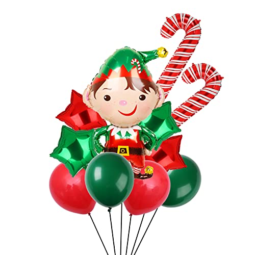 Luftballon Weihnachten Elf On The Shelf Ballons Latex Rot GrüN Gehstock Stern Weihnachts Folienballon Xmas Elfe Luftballons Kit Karneval Geburtstag Deko 11 StüCk von Big Eye Owl