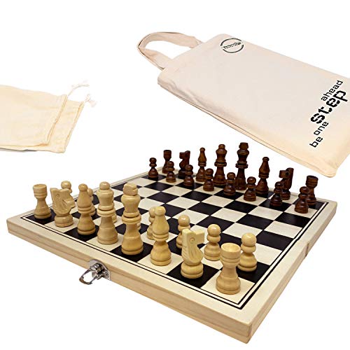 Big Game Hunters Tragbares Schachset aus Holz – Kiefern-Klappbrett 30 x 30 cm Reiseschach-Set – Überlegene Teile mit schützenden Basispolstern Reisebrettspiele Schachset für Erwachsene, Kinder und Big Game Hunters Tragbares Schachset aus Holz – Kiefern-Klappbrett 30 x 30 cm Reiseschach-Set – Überlegene Teile mit schützenden Basispolstern Reisebrettspiele Schachset für Erwachsene, Kinder und von Big Game Hunters