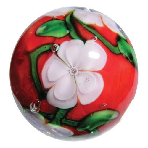 Big Game Toys ~ 22 mm Chrysanthemen handgemachte Glasmarmor mit Ständer, klar/rot/weiße Blume Big Game Toys ~ 22 mm Chrysanthemen handgemachte Glasmarmor mit Ständer, klar/rot/weiße Blume von Big Game Toys