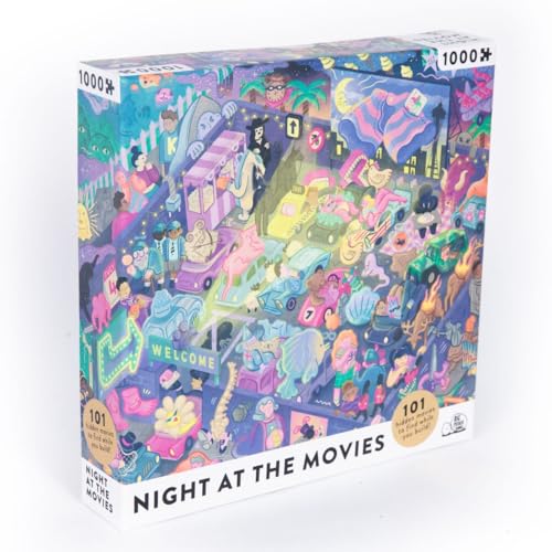 Night at the Movies: Movie Puzzle for Adults (1000 pieces) Filled with 101 Riddles to Solve von Big Potato