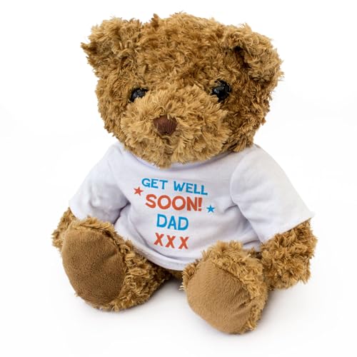 Big Red Egg Teddybär mit Aufschrift "Get Well Soon Dad", niedlich, weich, kuschelig, liebenswert von Big Red Egg