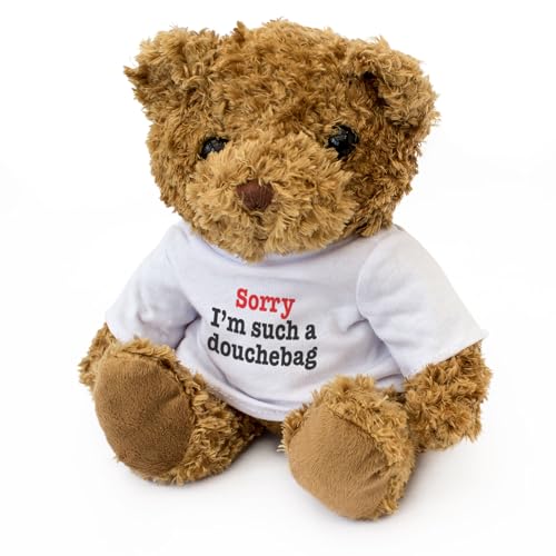Big Red Egg Teddybär mit Aufschrift "Sorry I'm Such A Douchebag", niedlich, weich, kuschelig, bezaubernd, Geschenk, Entschuldigung von Big Red Egg
