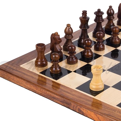 Personalisiertes 33-Zoll-Holzschach-Set mit Leder-Tragetasche, reisefreundliches Brett, perfekter Geburtstag für Spielliebhaber von Big Wood Works