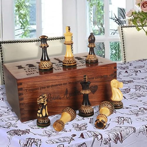 Schachfiguren Set - Premium Staunton Schachfiguren aus Holz für klassische Strategiespiele & Turniere (Schachfiguren mit Box) von Big Wood Works