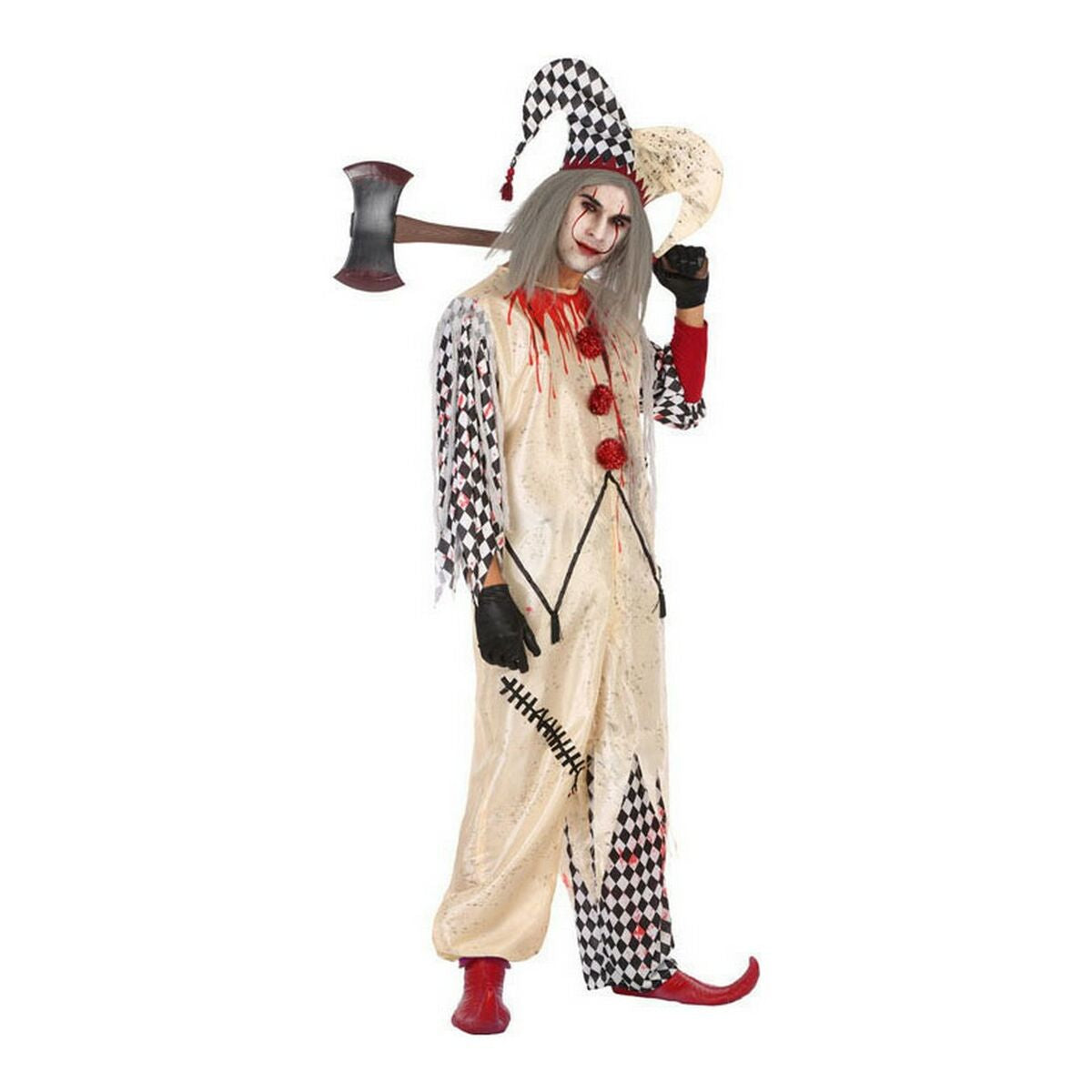 Verkleidung für Erwachsene Bunt Blutiger Harlekin Attentäter (2 Stücke) (2 pcs) von BigBuy Carnival