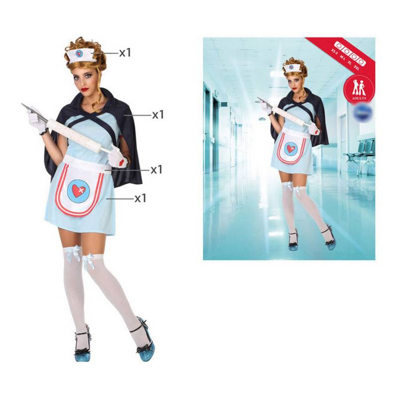 Verkleidung für Erwachsene Krankenschwester Bunt (4 Stücke) (4 pcs) von BigBuy Carnival