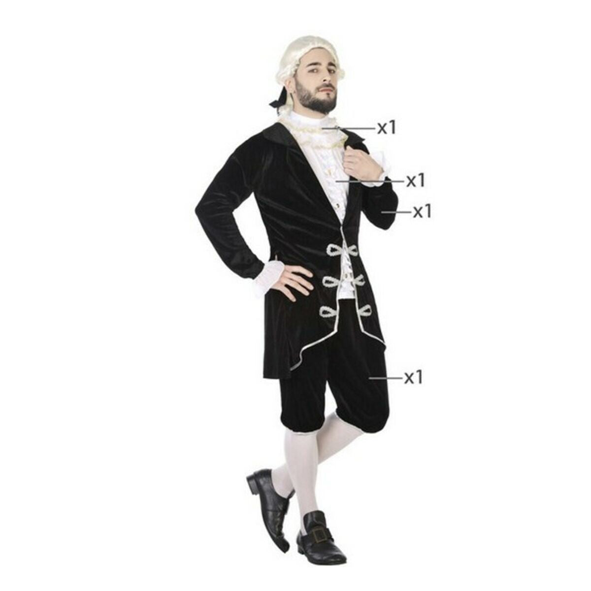 Verkleidung für Erwachsene Schwarz Kurtisane (3 Stücke) von BigBuy Carnival
