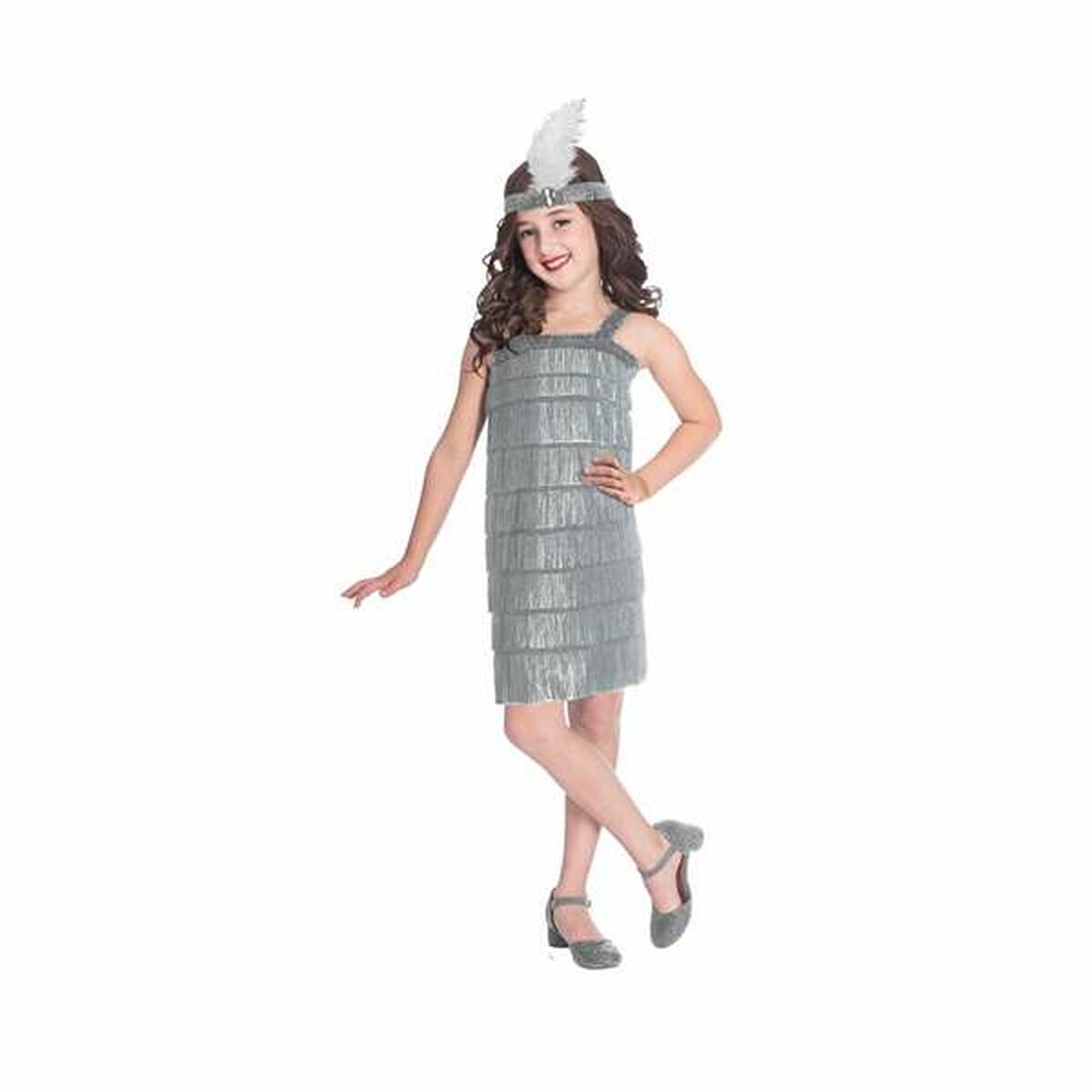 Verkleidung für Kinder Silver Flapper 10-12 Jahre Silberfarben (2 Stücke) von BigBuy Carnival