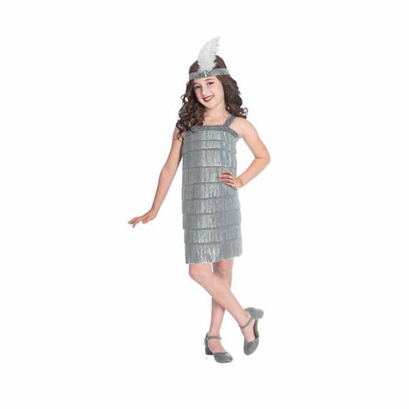 Verkleidung für Kinder Silver Flapper 8-10 Jahre Silberfarben (2 Stücke) von BigBuy Carnival