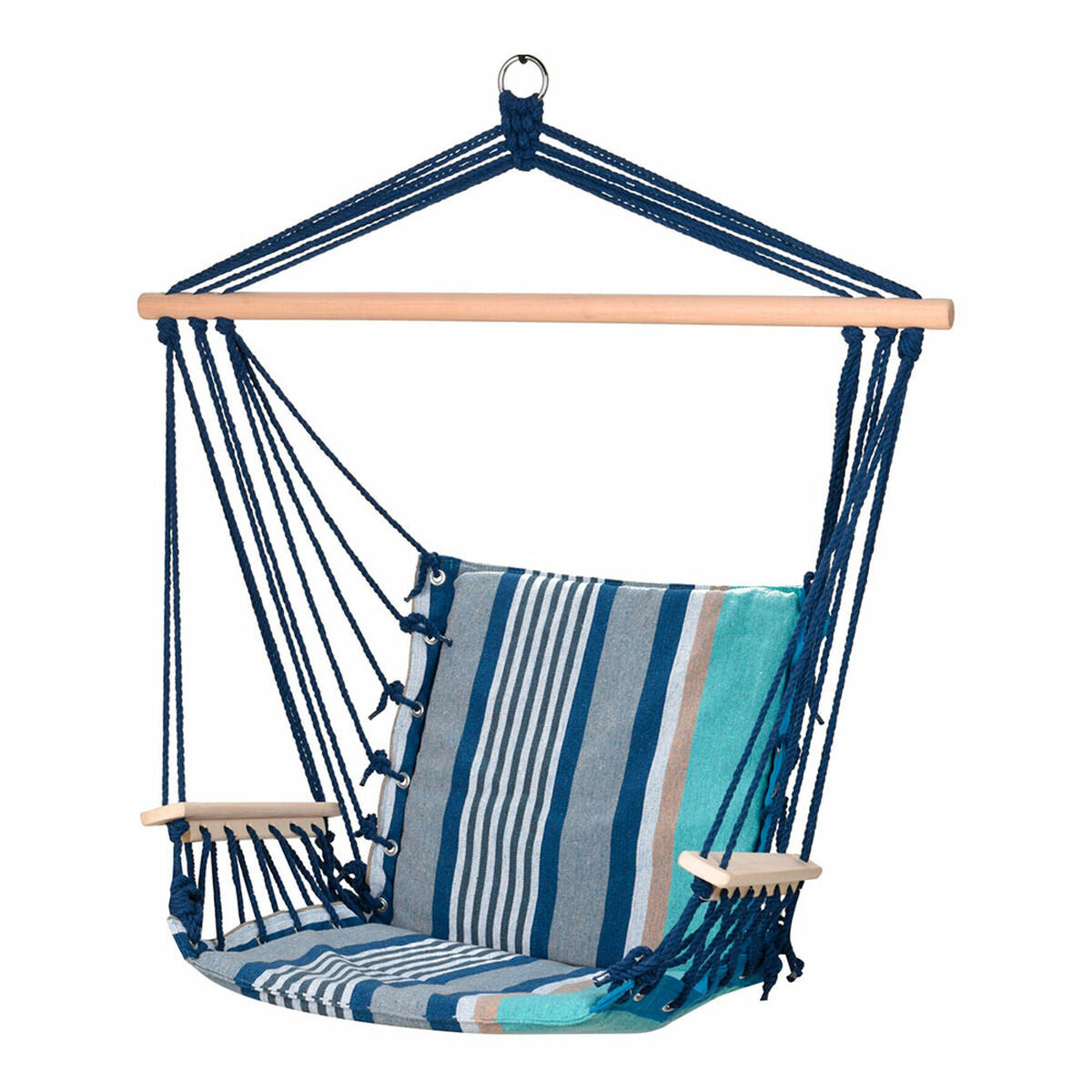 Schaukel Blau Holz Baumwolle Mit Armlehnen Gestreift 53 x 100 cm Schaukel Blau Holz Baumwolle Mit Armlehnen Gestreift 53 x 100 cm von BigBuy Outdoor