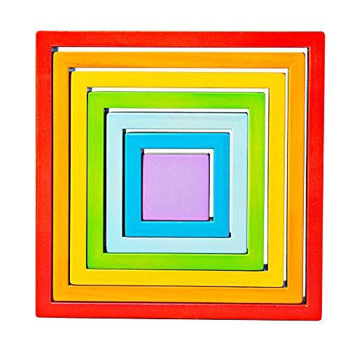Bigjigs Toys, Wooden Colourful Stacking Squares, Stacker Puzzle von Bigjigs Toys