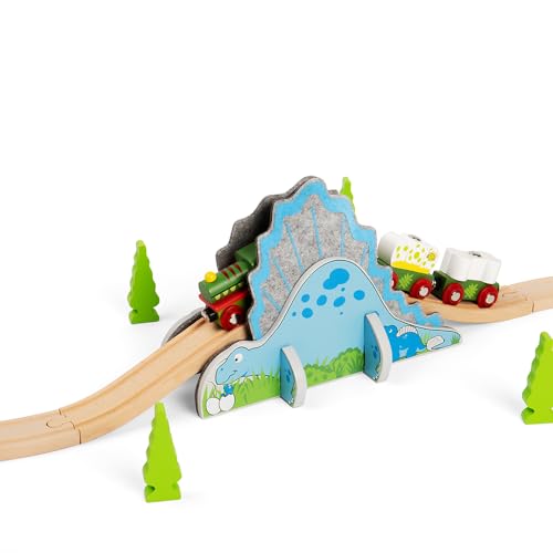 Bigjigs Rail - Dino Riser Tunnel - Holz -Dinosaurier -Zug -Accessoire, Kinderzüge und Eisenbahnzubehör, Spielzeug und Geschenke für Kleinkinder, 3 Jahre alt + von Bigjigs Rail