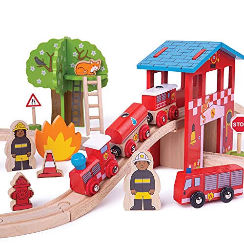 Bigjigs Rail Feuerwehr Schienenbahn Set von Bigjigs Rail