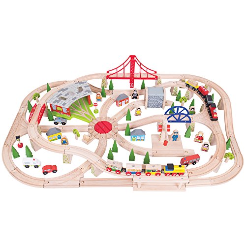 Bigjigs Rail 130pc Freight Wooden Train Set - Freight Kids Train Set with Storage Box, Working Bigjigs Turntable with 2 Train Engines and Multiple Wooden Train Set Accessories Bigjigs Rail 130pc Freight Wooden Train Set - Freight Kids Train Set with Storage Box, Working Bigjigs Turntable with 2 Train Engines and Multiple Wooden Train Set Accessories von Bigjigs Toys