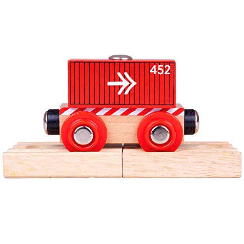 Bigjigs Rail Wooden Container Wagon (Red) - Other Major Wood Rail Brands Are Compatible von Bigjigs Toys