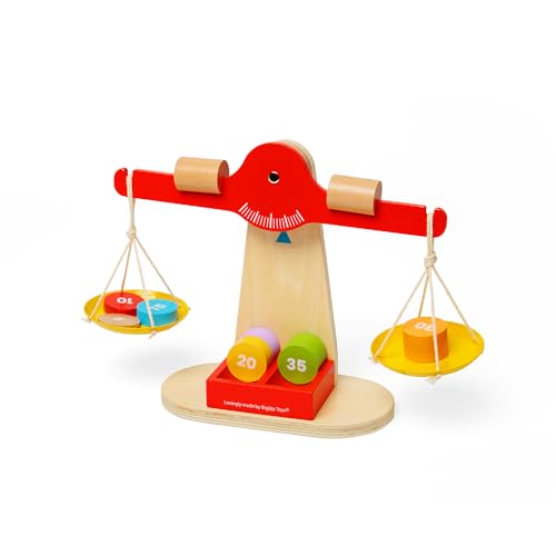 Bigjigs Toys - Balancing Scales - Holzbilanzspiel, Frühes Lernen für Kinder, Kindermathematikspiele, nachhaltig gemachtes Mathematik- und Wissenschaftsspielzeug, 1 Jahre altes Altersjahre alt von Bigjigs Toys