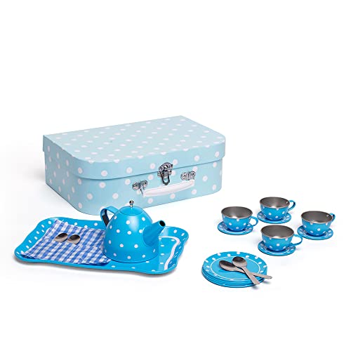 Bigjigs Toys Blau-weiß gepunktetes Teeservice von Bigjigs Toys