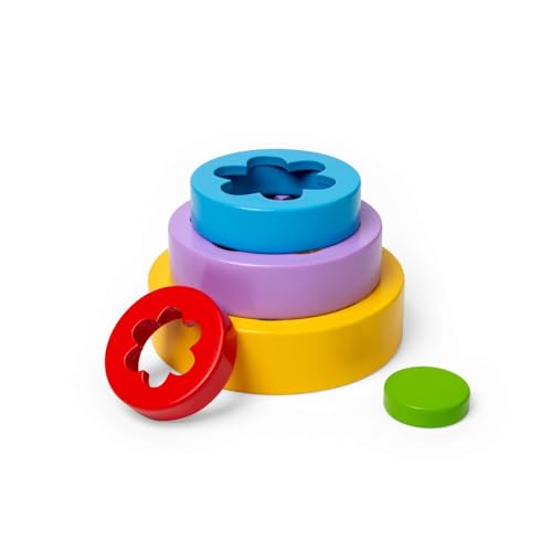 Bigjigs Toys Blumenturm – 5 Stück Holz-Stapel- und Sortierspielzeug, umweltfreundlich und pädagogisch, frühes Lernen, Montessori-Geschenke für Babys und Kleinkinder, nachhaltig hergestellt, Alter 12 + von Bigjigs Toys