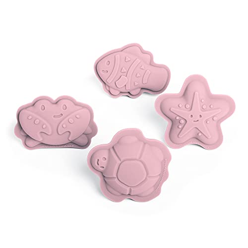 Bigjigs Toys - Blush Pink Silicon Sandformen - 4 Pack -Silikon -Strandspielzeug, umweltfreundliches Strandspielzeug, nachhaltiges Sand- und Wasserspielzeug, Sandspielzeug für Kleinkinder im Alter von von Bigjigs Toys