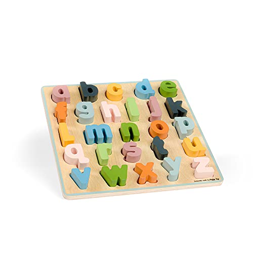 Bigjigs Toys - FSC-zertifiziertes Alphabet-Puzzle aus Holz (Kleinbuchstaben) – Umweltfreundliches 26-teiliges ABC-Puzzlebrett, hochwertige Lernpuzzles, Geschenke für frühes Lernen, von Bigjigs Toys