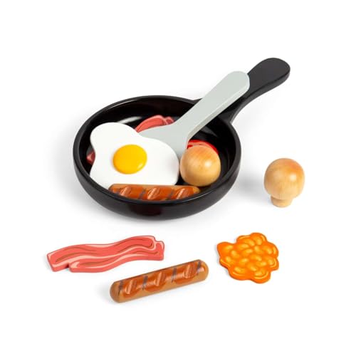 Bigjigs Toys Frühstück Fry Up Set - Holz Essen Spielset für Kinder, Kinder Kochen & Küchensets, Kleinkind Pretend Play Zubehör, Kindergeschenke, Alter 12 Monate + von Bigjigs Toys