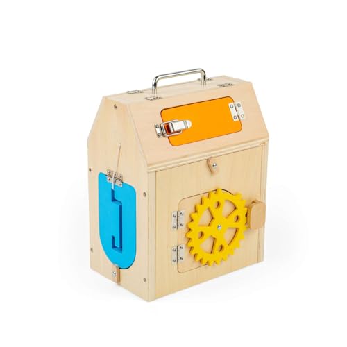 Bigjigs Toys Latches & Catches House – Holz-Brettwürfel für Kleinkinder und Kinder, pädagogisch und umweltfreundlich, Montessori-Geschenke zum frühen Lernen, nachhaltig hergestellt, ab 3 Jahren von Bigjigs Toys
