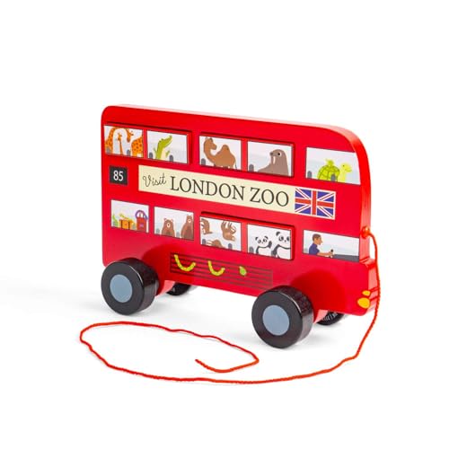 Bigjigs Toys London Bus Pull Along - Holz Pull Along Baby & Kleinkind Spielzeug Frühe Lernaktivität Geschenke für Babys & Kleinkinder Nachhaltig Hergestellt Alter 12+ Monate von Bigjigs Toys