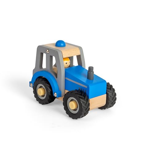 Bigjigs Toys - Mini Blue Tractor - Holzfarmfahrzeug mit realistischen Gummirädern und Bauernfahrerfigur, Kinderspielzeugtraktoren und LKWs, Geschenke für Kleinkinder, 12 Jahre mehr als 12 Monate Bigjigs Toys - Mini Blue Tractor - Holzfarmfahrzeug mit realistischen Gummirädern und Bauernfahrerfigur, Kinderspielzeugtraktoren und LKWs, Geschenke für Kleinkinder, 12 Jahre mehr als 12 Monate von Bigjigs Toys