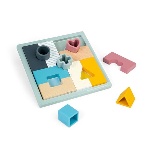 Bigjigs Toys - Mosaik-Puzzle-2-in-1-Holzrätsel und Formpassungsspiel, Babykind-Puzzle, nachhaltige Holzstücke mit 100% Silikonformen, Montessori-Spielzeug, Geschenke für 1 2 3 Jahre alt von Bigjigs Toys
