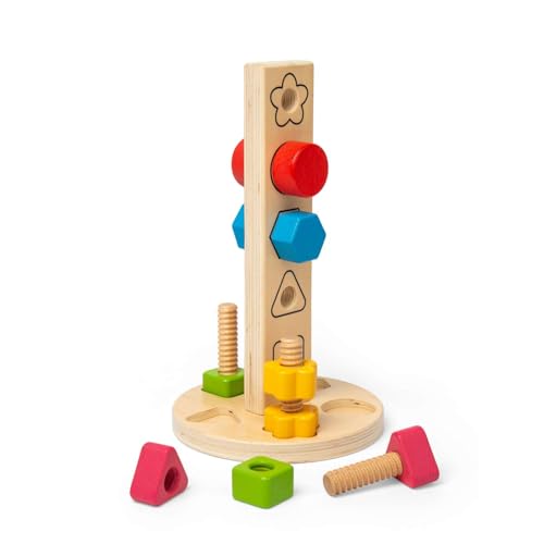 Bigjigs Toys Nuts & Bolts Tower – 11-teiliges Konstruktionsspielzeug und Formsortierer aus Holz, pädagogisch und umweltfreundlich, Montessori-Geschenke für Babys und Kleinkinder, ab 12 Monaten Bigjigs Toys Nuts & Bolts Tower – 11-teiliges Konstruktionsspielzeug und Formsortierer aus Holz, pädagogisch und umweltfreundlich, Montessori-Geschenke für Babys und Kleinkinder, ab 12 Monaten von Bigjigs Toys