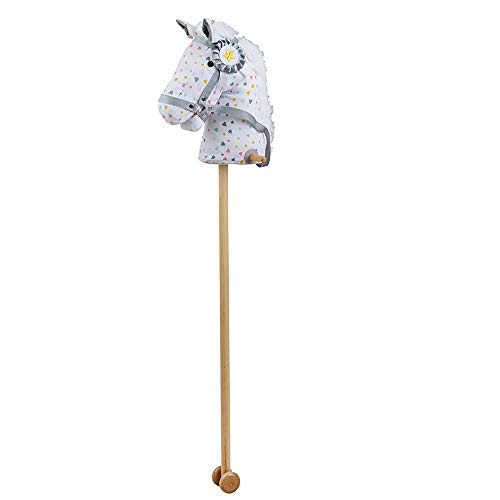 Bigjigs Toys Patterned Hobby Horse with Easy Grip Handles & Wheels - Fabric Ride On Horse, 96cm Tall Horse on a Stick, Quality Horse Toys von Bigjigs Toys