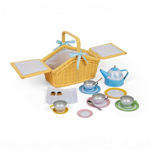 Bigjigs Toys Picknick-Set im Korb - Nachmittagstee-Party-Set für Kinder, Pretend Play Zubehör, Kindergeschenke, ab 3 Jahren von Bigjigs Toys