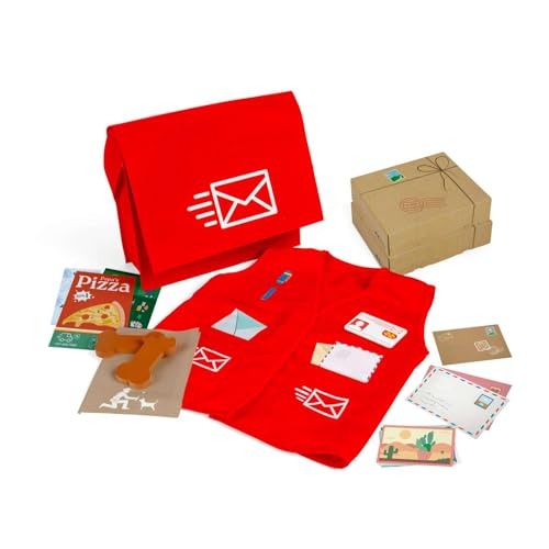 Bigjigs Toys Postträger Dress Up Set - Postie Verkleidung Kostüm für Kinder, Kinder Verkleiden Sets, Kleinkind Pretend Play Zubehör, Kinder Geschenke, Alter 3+ Jahre von Bigjigs Toys