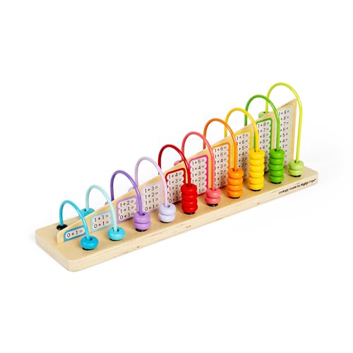 Bigjigs Toys - Rainbow Counting Abacus 56 Stücke - Erfahren Sie Addition & Subtraktion, Holzzahlen und Mathematikspiele, Frühes Lernen für Kinder, 3+ Jahre von Bigjigs Toys